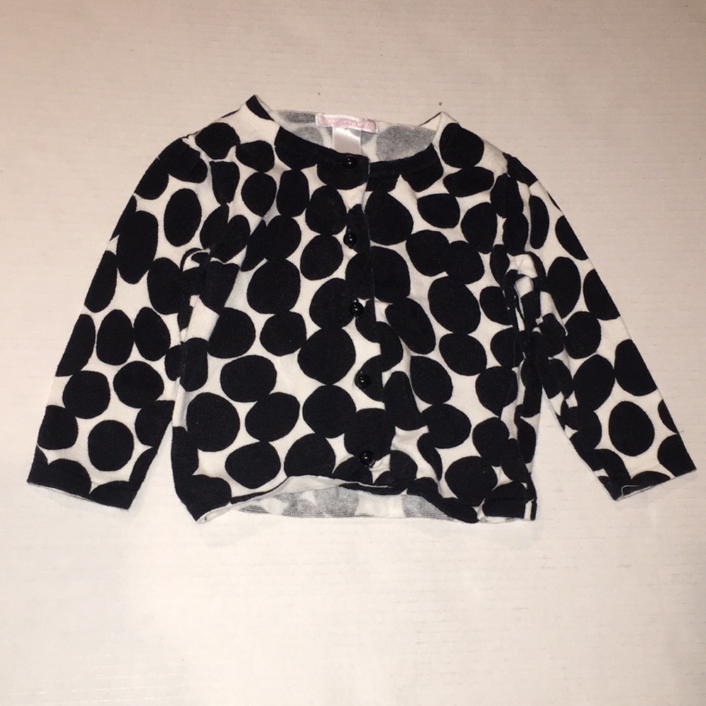 Janie And Jack Black And White Cotton Baby Girl Cardigan Sweater